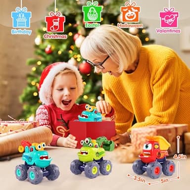 OCATO Monster Truck Toys for 1 2 3 Year Old Boy Birthday Gift, Outdoor Construction Toy Trucks Pull Back Cars for Toddlers 1-3, 1st Birthday Gifts 1 2 3 Year Old Boy Toys Baby Toddler Xmas Gifts Kids - Image 7