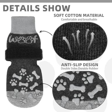 KOOLTAIL Dog Socks for Hot/Cold Pavement to Prevent Licking Paws,Dog Boots&Paw Protector for Hardwood Floors Anti Slip,Traction Control No Twist Grip Booties for Small Medium Large Senior Dogs L - Image 3