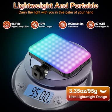 Hagibis RGB Video Light, 360° Full Color Selfie Light LED Camera Light with 3 Cold Shoe Mounts/CRI 97+/20 Scene Modes/2200mAh Rechargeable Portable Phone Light Photography Selfie Lighting - Image 3