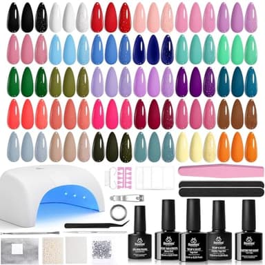 Beetles Gel Nail Polish Kit with U V Light -54 Pcs Gel Nail Kit Four Seasons Glow 32 Colors Set with Base Matte & Glossy Top Coat Soak Off Home DIY Manicure Nails Beginners Gifts for Women Teen Girls - Image 1