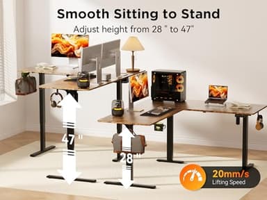 WALKINGDESK 63X55 Inches Reversible L Shaped Standing Desk Height Adjustable with Cup Holder, Electric Corner Computer Desk, Sit Stand up Home Office Desk, Ergonomic Gaming Desk, Rustic Brown - Image 5