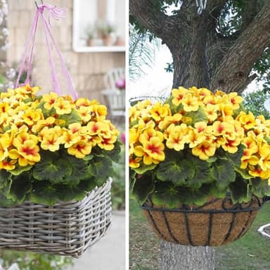 FAICOIA 2 Pcs Artificial Geraniums for Outdoor Silk Geranium Flowers Yellow Artificial Geranium Bush Faux Flowers Geraniums Branch for Garden Patio Grave Cemetary Vase Table Centerpiece Indoor Decor - Image 6