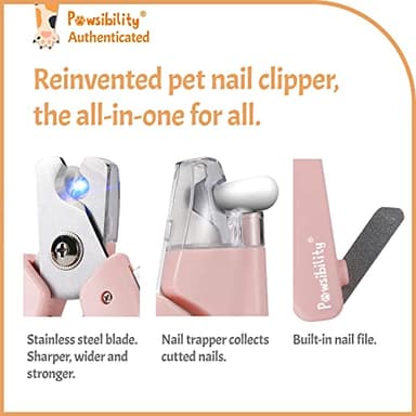 Pawsibility - Reinvented Pet Nail Clippers for Your Pal - USB Rechargeable LED Light for Bloodline | Razor Sharp and Durable Blade | Vets Recommended Trimming Tool for Dogs and Cats - Pink - Image 2