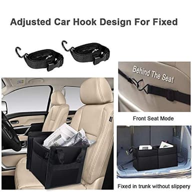X-cosrack Trunk Organizer with Pack Portable Insulation Cooler Bag-Collapsible Multi-Compartment -Large Capacity Washable Car Storage Bag-To Suit SUV, Truck, Automotive, Any In-vehicle, Black - Image 5