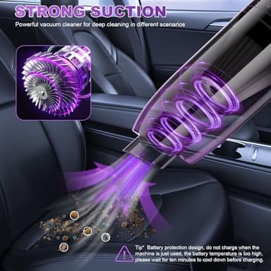 FEROOD Mini Vacuum Cleaner, 0.86 Lb Ultra-Lightweight Vacuum for Car Portable, Handheld Vacuum Cordless Rechargeable Cleaner with Low Noise Blower, Washable HEPA Filter, Seen on TV - USB Car Charging - Image 2