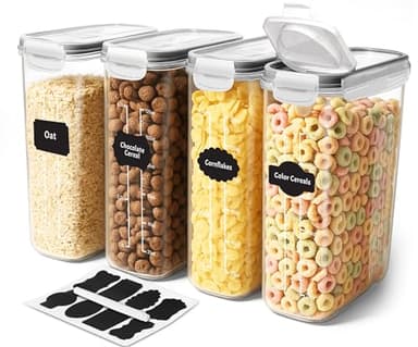 Utopia Kitchen Cereal Containers Storage - Liter Airtight Food Storage Containers & Cereal Dispenser For Pantry Organization And Storage (Clear, 4 Liter Pack of 4) - Image 1