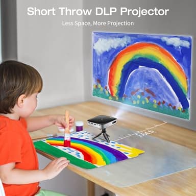 GooDee WiFi Bluetooth Mini Projector - 4K DLP Projector 1080P Support Pocket Pico Movie Projector with Tripod, Outdoor Video Portable Rechargeable Battery Short Throw for iPhone/Android - Image 7