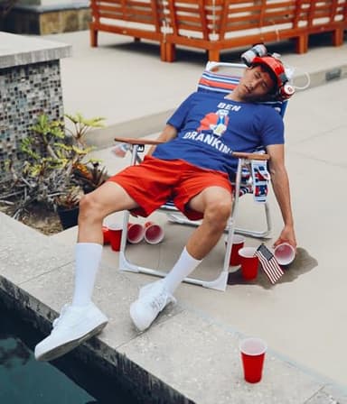 Tipsy Elves Patriotic Shirts for Men Comfy Casual American Flag Short Sleeve Mens 4th of July Summer Tees - Fun Memorial Day Crewneck Graphic Tee - Blue Ben Drankin' Tee Size Medium - Image 5