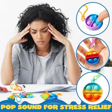 JOYIN Round Pop Fidget Keychain 90 Pack Pop Fidget Toys Bulk Party Favors for Kids 4-8,8-12 Years, Halloween Goodie Bags Stuffers Back to School Gifts for Students Classroom Prizes Sensory Toys - Image 5