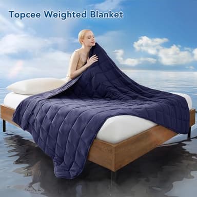 Topcee Weighted Blanket for Adults (20 lbs, 60" x 80") Queen Size Soft Cooling Heavy Blanket Sleeping, Apply to 190-210 lbs Body, Thick Breathable Blanket with Glass Bead, Easy Care - Image 2