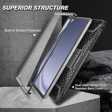 Fintie Shockproof Case for Samsung Galaxy Tab A9 Plus/A9+ 5G 11 Inch 2023 Model (SM-X210/X216/X218), Tuatara Rugged Unibody Hybrid Bumper Kickstand Cover Built-in Screen Protector, Black - Image 4