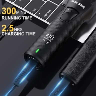 FADEKING® Professional Hair Clippers for Men - Cordless Beard Trimmer for Men, LCD Display Hair Clippers and Trimmer Set for Barber Haircut & Mens Grooming with Travel Case(Black) - Image 5