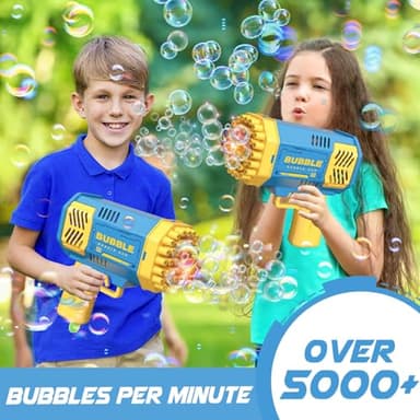 Dolanus Bubble Gun 2 Pack with 2 Bottles Bubble Solution, 40-Hole Light Up Dip Bubble Machine for Kids, Bubble Toy for 3 4 5 6 7 8 Years Old Boys Outdoor Indoor Kid Birthday Wedding Party(2*Blue) - Image 3
