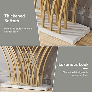 Tribesigns 59 inch Gold Console Table, Modern Entryway Table with Grid-Shaped Metal Base for Entrance, Hallway, Entryway, Living Room(White Faux Marble & Gold) - Image 7