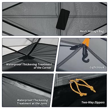 Naturehike Mongar 2 Person Backpacking Tent, 3 Season Camping Tent,Double Layer Free Standing Two Person Tents for Camping Hiking Cycling (210T Polyester- Blue) - Image 7