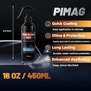 PIMAG Ceramic Coating for Cars, Rapid Ceramic Spray Paint, Shiny Car Waxs Stuff,Gloss Hydrophobicty Anti Scratch, Sutiable for Cars, Trucks, Motorcycles, RV's Vehicles(16oz) - Image 3