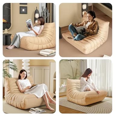 Bean Bag Chair, Lazy Floor Sofa Couch for Adults and Kids, Fireside Chair with Ergonomic Design, Memory Foam Lounge Chair for Living Room Bedroom, Office, Yellow - Image 6