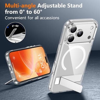 SPIDERCASE Magnetic for iPhone 17 Pro Max Case,with [3 Stand Ways] [Military Grade Drop Protection] with Invisible Stand Shockproof Slim Case for iPhone 17 Pro Max 6.9",Clear - Image 5
