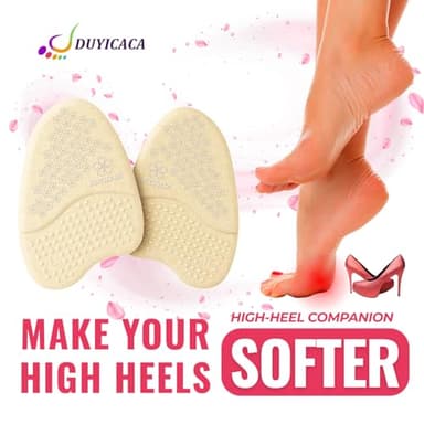 Metatarsal Pads for Women (2 Pairs): Ball of Foot Cushions, Heel Inserts, Non Slip Heel Pads, Heel Cushions for Women Foot Pain Relief and Comfort, One Size Fits Any (Beige & Silver) - Image 2
