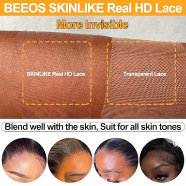 BEEOS 13x6 HD Lace Frontal Only, 0.10mm Ultra-thin Invisible Film Lace Straight Virgin Human Hair Frontal Pre Plucked Natural Hairline 20 Inch - Image 2