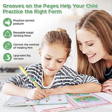 Magical Handwriting Workbooks Handwriting Practice Copybook, Handwriting Aid Magic Pen Reusable Copybook Grooves Template Design for Children Books Suitable for Children's Learning (6) - Image 4