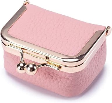 Worzwin Travel Jewelry Box Coin Purse - Genuine Leather Mini Jewelry Box - Mini Leather Jewelry Organizer for Women (Pink) - Image 1