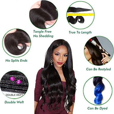 Beauhair Body Wave Human Hair Bundles with Closure 18 20 22 with 18"Closure 8A Brazilian 100% Unprocessed Brazilian Virgin Hair Body Wave 3 Bundles with Free Part 4X4 Lace Closure Natural Color - Image 6