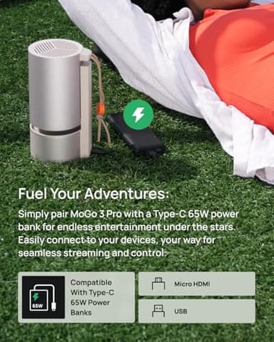 XGIMI MoGo 3 Pro NEW Portable Projector, Google TV with Licensed Netflix, Build-in Adjustable Stand, Mini Projector Supports Power Banks, 450 ISO Lumens, ISA 2.0, 2 x 5W Harman Kardon - Image 6