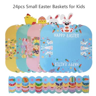 Haobell Easter Basket - 24pcs Small Baskets for Kids, Happy Gift With Handles, School Party Favor, Bunny Decoration - Image 2