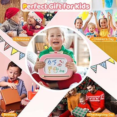 Kikidex Magnetic Drawing Board, Toddler Girl Toys for 1-2 Year Old, Doodle Board Pad Learning and Educational Toys for 1 2 3 Year Old Baby Kids Birthday Gift(Soft Pink) - Image 7