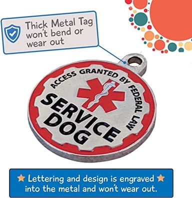 Service Dog Vest + ID Tag + 50 ADA Information Cards - Service Dog Harness in Sizes X Small to XX Large, Metal Dog Tag has Durable Clip, Service Animal Information Cards are 2-Sided. ESA Accessory Set - Image 5