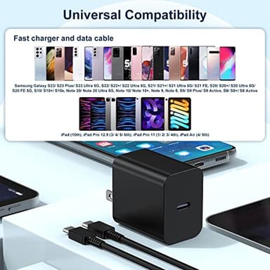 45W Samsung Super Fast Charging with USB C to C Cable 10ft, 2Pack Type C Wall Charger Block and Android Phone Charger Cord Long for Samsung Galaxy S25 Ultra/S25+/S24+/S23+/S22+/S22 Plus/S21/Note 20/10 - Image 7