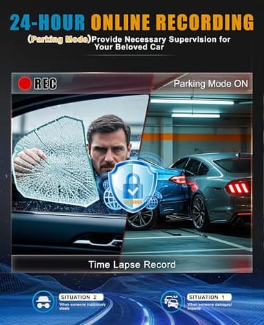 Dash Cam for Car, WiFi 2K Dash Camera Front Dashcam for Cars, Mini Dashcams with App, Night Vision, G-Sensor, APP, Loop Recording, 24H Parking Mode, Support 128G Max - Image 6