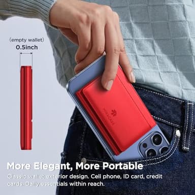 Miracase Magnetic Wallet for Men/Women with Stand, Compatible with MagSafe Wallet, 4+ Cards, 0.5 inch thick, Card Holder for iPhone 17/16/15/14/13/12 Series(Red) - Image 5
