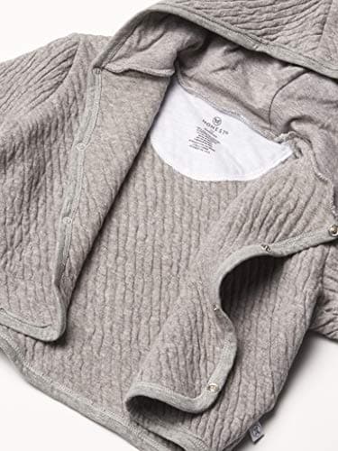 HonestBaby Unisex Baby Organic Cotton Matelasse Snap-front Hooded Jacket Cardigan Sweater, Gray Heather, 18 Months US - Image 3