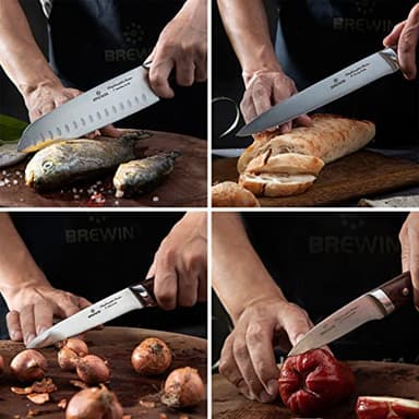 Brewin CHEFILOSOPHI Japanese Chef Knife Set 5 PCS with Elegant Red Pakkawood Handle Ergonomic Design,Professional Ultra Sharp Kitchen Knives for Cooking High Carbon Stainless Steel - Image 6