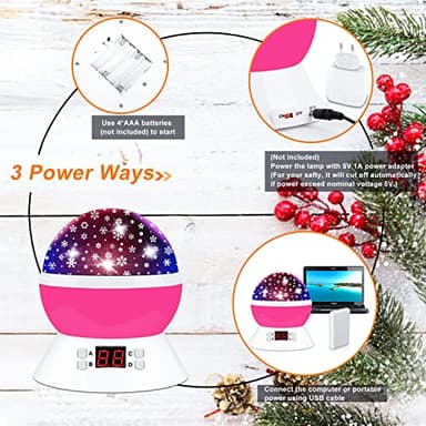 MOKOQI Snowflake Projector Night Light Indoor, Snowflake Nightlight with Timer, Star Lights Projector for Ceiling Kids Room Decor Gifts for 3-8 Year Old Girls Christmas Birthday Gift for Toddler - Image 6
