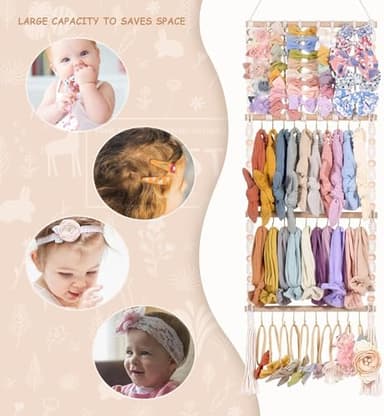 VISATOR Headband Holder Bows Organizer - Baby Girls Hair Accessories Holder - Toddler Girls Room Wall Decor - Image 2