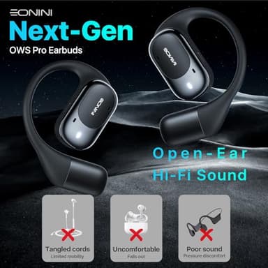 Eonini Open Ear Headphones Wireless Bluetooth Earbuds with Smart Power Display, 40H Playtime, Clear Calls, Secure Fit, IPX5 Waterproof Sports Earbuds for Workout, Running - Image 2