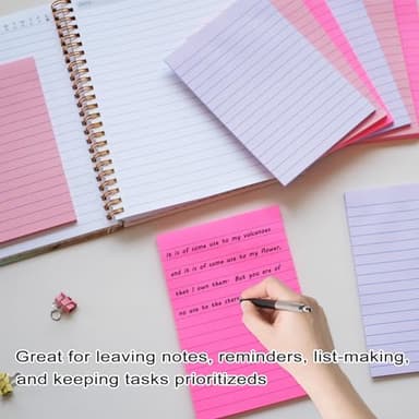 9 Pack Lined Sticky Notes 4X6 in Post Sticky Notes with Lines, Large Ruled Post Sticky Colorful Super Sticking Power Memo Pads Strong Adhesive (Pink Themed) - Image 3