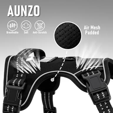 AUNZO Dog Harness Medium Sized Dog, No Pull Pet Harness with Metal Front Clip Control, Adjustable Dog Vest for Easy Walking, Breathable Oxford Material, Reflective Strips, Black, M - Image 4