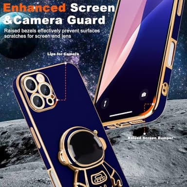 Pepmune for iPhone 16 Pro Max Case, Cute 3D Astronaut Stand with [2 Screen Protector] [Camera Protection] Kickstand Shockproof Silicone Soft Cover for Apple iPhone 16 Pro Max Phone Case, Royal Blue - Image 3
