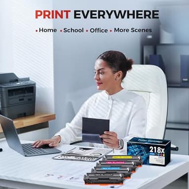 218X Toner Cartridges 4 Pack -218A MFP 3301fdw Toner Replacement for HP 218A 218X Work with Color Laser Pro 3301FDW 3301CDW 3201DW 3301SDW Printer Ink, 218X W2180X (No Chip, Black Cyan Yellow Magenta) - Image 9