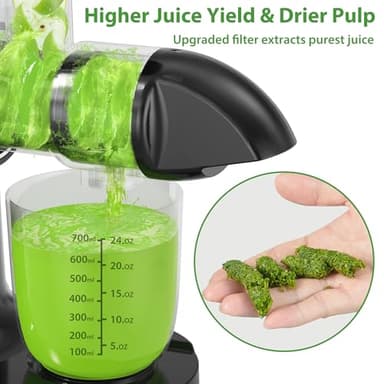 Aeitto Juicer Machines with Soft & Hard Modes, Quiet Motor, Reverse Function, Juicer Machines Vegetable and Fruit, Cold Press Juicer, Easy to Clean with Brush - Image 4