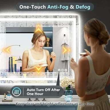 AWANDEE 30x36 LED Bathroom Mirror with Lights, Backlit & Front Lit, Anti-Fog Lighted Vanity Mirror for Bathroom Wall, 3 Colors, Dimmable, Memory, HD Tempered Glass, Shatter-Proof, Horizontal/Vertical - Image 5