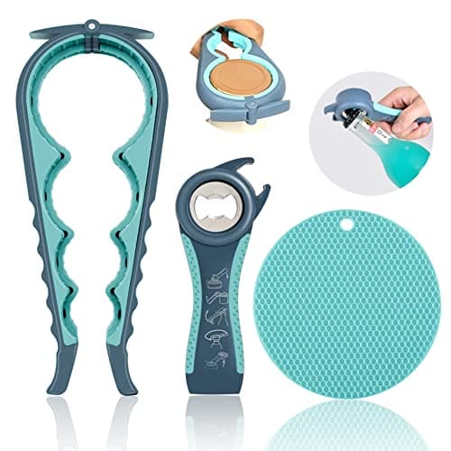 Jar Opener for Weak Hands, Seniors with Arthritis, 5 in 1 Multi Function Bottle Opener Lid Opener For Arthritic Hands with Non Slip Rubber Jar opener Gripper Pad - Image 1