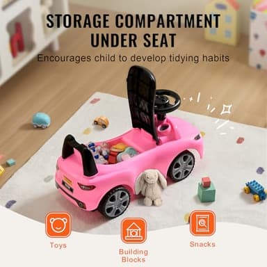 VEVOR Ride On Push Car for Toddlers, Ages 19+ Months, Ride Racer, Sit to Stand Toddler Ride On Toy, Kids Ride On Car with Music Steering, Horn & Under Seat Storage, Ride On Toy for Boys Girls, Pink - Image 5