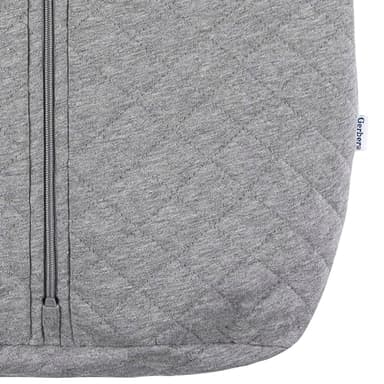 Gerber Baby Unisex Quilted Wearable Blanket, Cotton Blend, OEKO-TEX Certified, 2-Way Zipper, Safe Sleep Solution, Grey Heather, 6-12 Months - Image 4