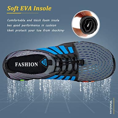 WateLves Water Shoes Mens Womens Beach Swim Shoes Quick-Dry Aqua Socks Pool Shoes for Surf Yoga Water Aerobics (B/Blue Gray, 42) - Image 5