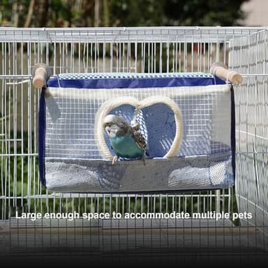 ABLAZEZAI Bird Mesh Nest Bed, Parrot Breathable Cage Hanging Hammock, Small Pets House Cave Hut for Budgie Lovebird Cockatiel Conure Guinea Pig Sugar Glider (Small) - Image 6